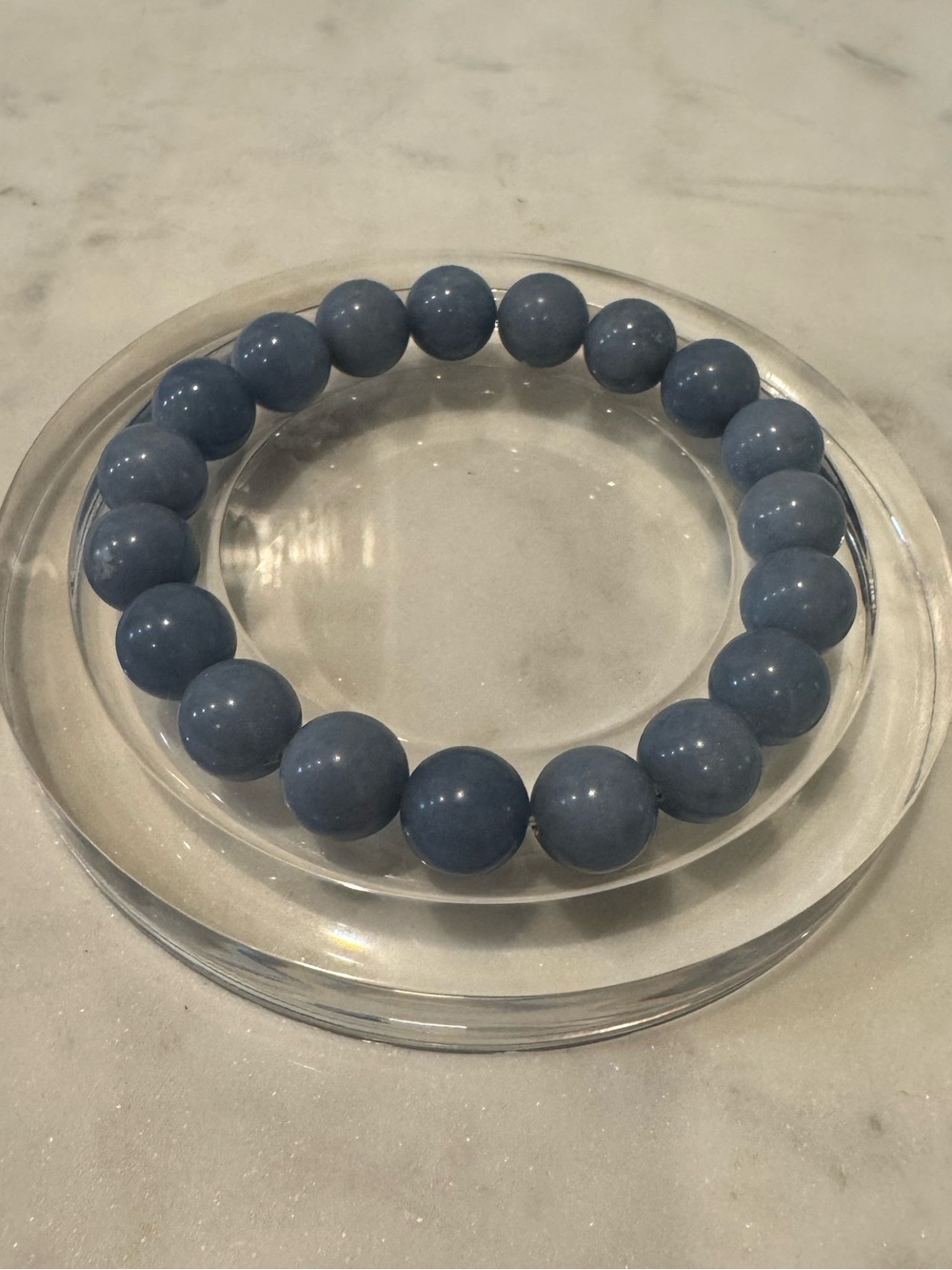 Blue Angelite Beaded Stretchy Bracelet